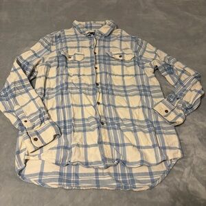 George Light Blue and Cream Plaid Shirt